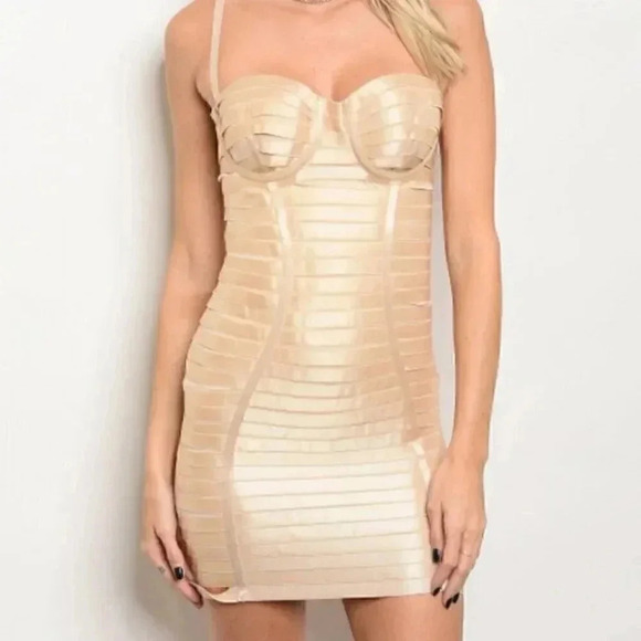 CHAMPAGNE BANDAGE DRESS - Picture 1 of 2